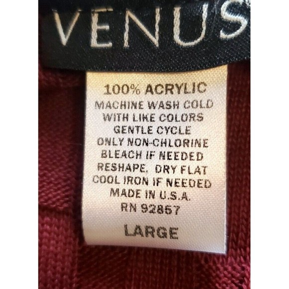 Venus Womens Burgandy Sweater Dress Cable Knit Long Balloon Sleeve Midi USA Sz L - Picture 5 of 6